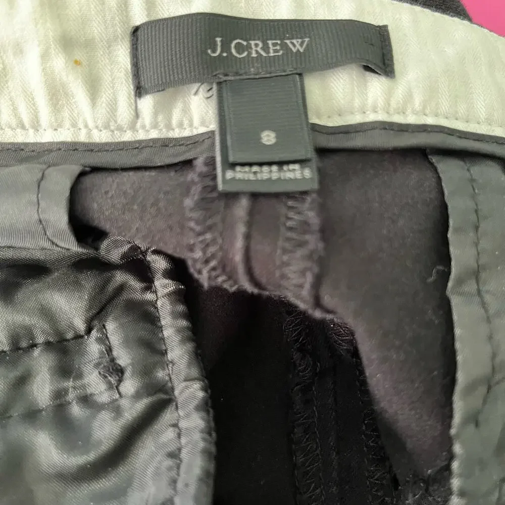 J. Crew Black Cropped Chino Pants 8 “Martie” Bi-Stretch Cotton Blend Casual